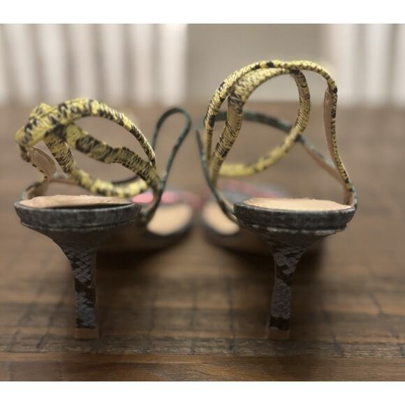 Steve Madden Snakeskin Ankle Strap Square Toe Kitten Heel Sandals 8.5 - Picture 3 of 10